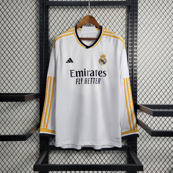 Camisa Real Madrid Home Manga comprida 23/24 - Adidas Torcedor Masculino - Torcedor