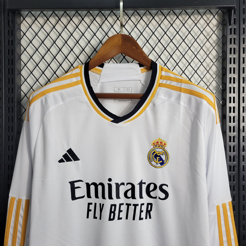 Camisa Real Madrid Home Manga comprida 23/24 - Adidas Torcedor Masculino - Torcedor